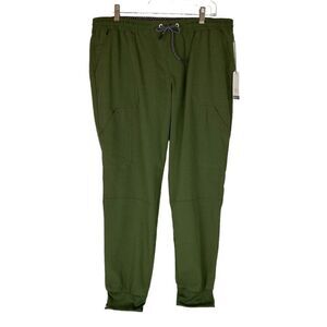 Beyond Scrubs Joy Jogger Pants Womens Large Olive Green 7 Pockets Uniform